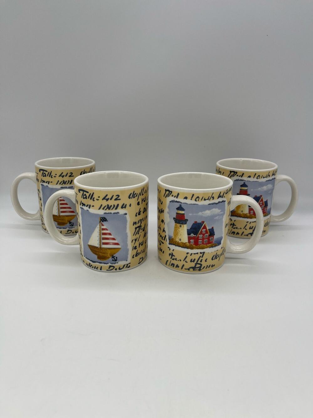 Thomson Pottery By The Sea Stoneware Coffee Mugs Set of 4